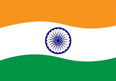 Hindistan Ulusal Bayrağı rüzgar vektörü illüstrasyonunda dalgalanıyor