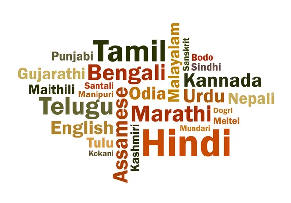 Nuvem Palavras Coloridas Língua Que Fala Índia — Vetor de Stock