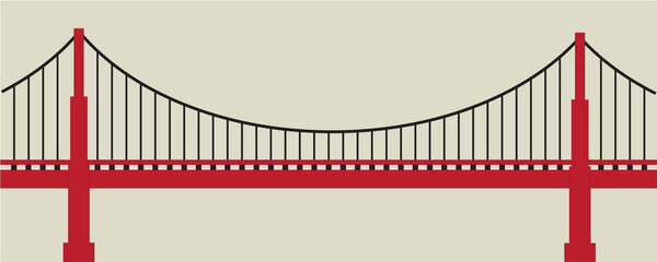 golden gate bridge in red and white vector illustration