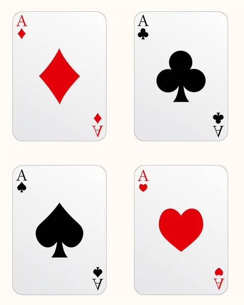 Eine Reihe Von Ass Spielkarten Isolierten Hintergrund — Stockvektor