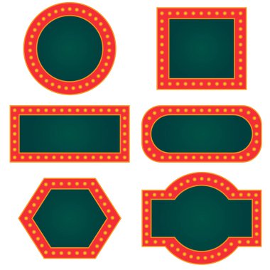 Altın ampul vektör illüstrasyonlu sinemanın kenar çerçeveleri