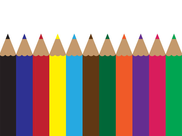set of colorful pencils on the white background