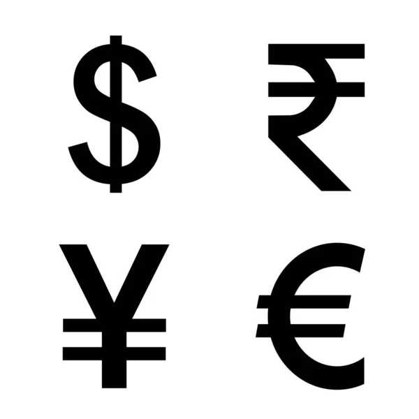 Currency Symbols Isolated White Background — Stockový vektor