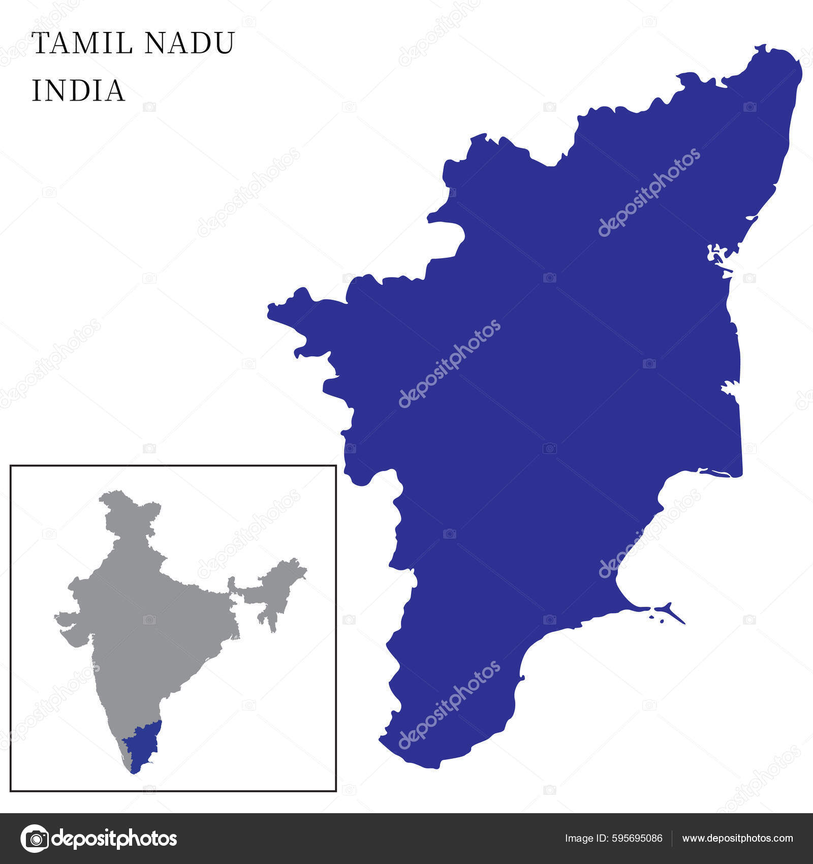 Tamil Nadu Highlighted India Map Vector Illustration Stock Vector Image