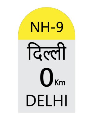 Delhi zero 0 km milestone vector illustration