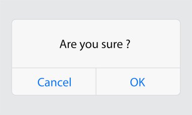 are you sure interface with ok and cancel button vector background