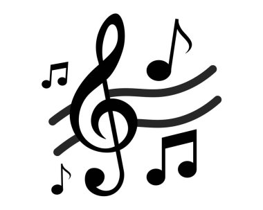 music notes and clef in back and white 