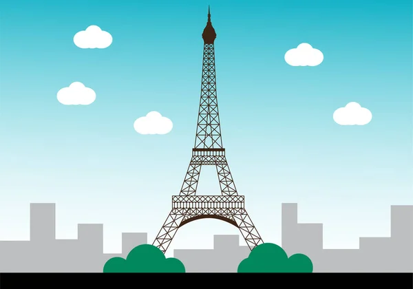 Eiffel Tower City Vector Illustration — Vector de stock