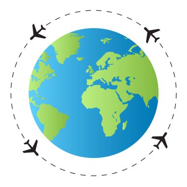 globe on the world and airplane rotation 