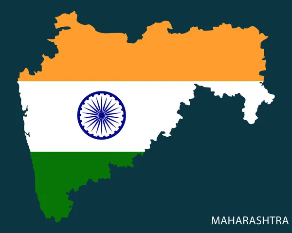 Maharashtra State Map Indian Flag — Vector de stock