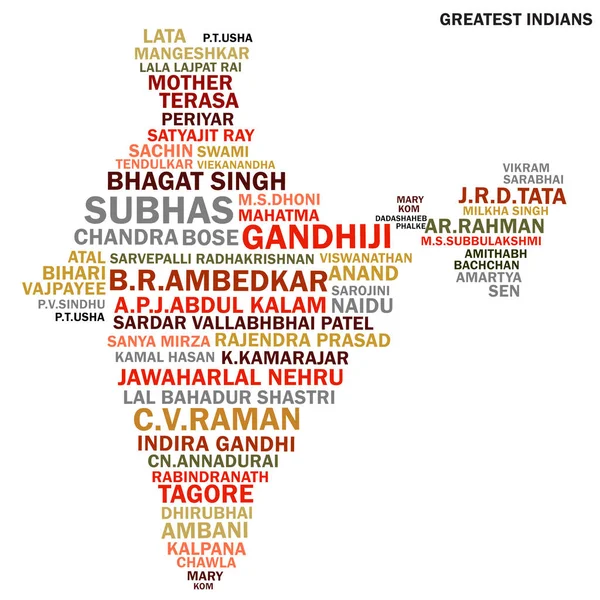 Social Media Cloud Greatest Indian Name India Map — Vector de stock