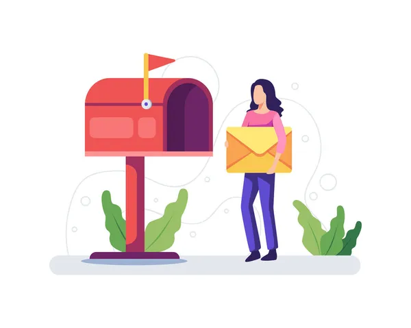 Email Business Illustration Newsletter Email Marketing Concept Vector Illustration Flat — Stock Vector