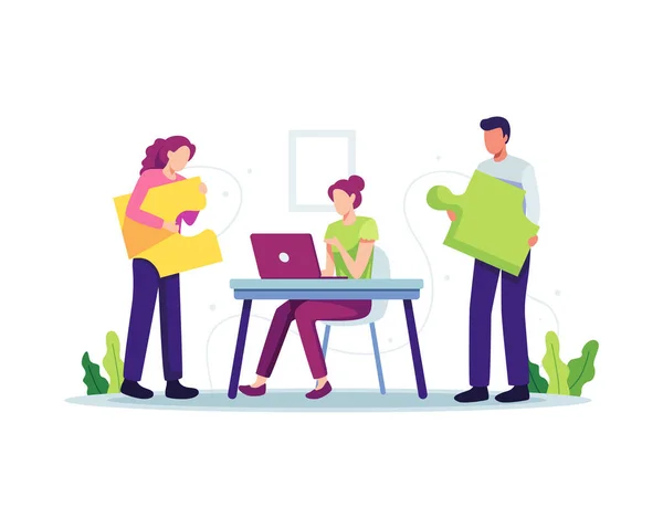 People Working Together Illustration Startup Team Looking New Solutions Ideas — Stok Vektör