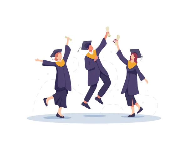 Ilustración Del Concepto Estudiantes Graduados Felices Alegre Graduados Personas Con — Vector de stock