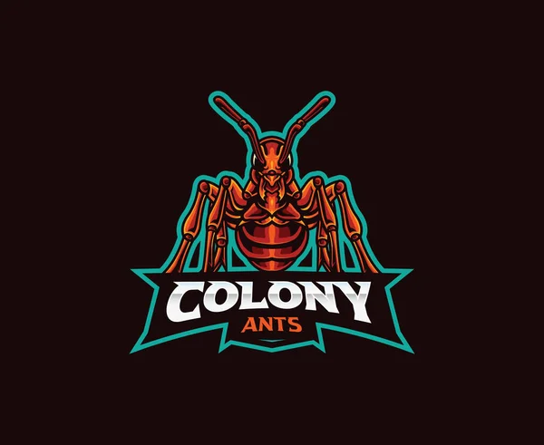 Diseño Del Logotipo Mascota Hormiga Insecto Hormiga Colonizar Ilustración Vectorial — Vector de stock