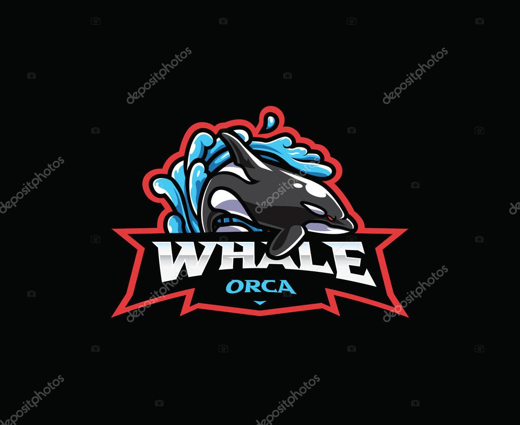 Orca mascot logo design. Orca whale vector illustration. Logo illustration for mascot or symbol and identity, emblem sports or e-sports gaming team