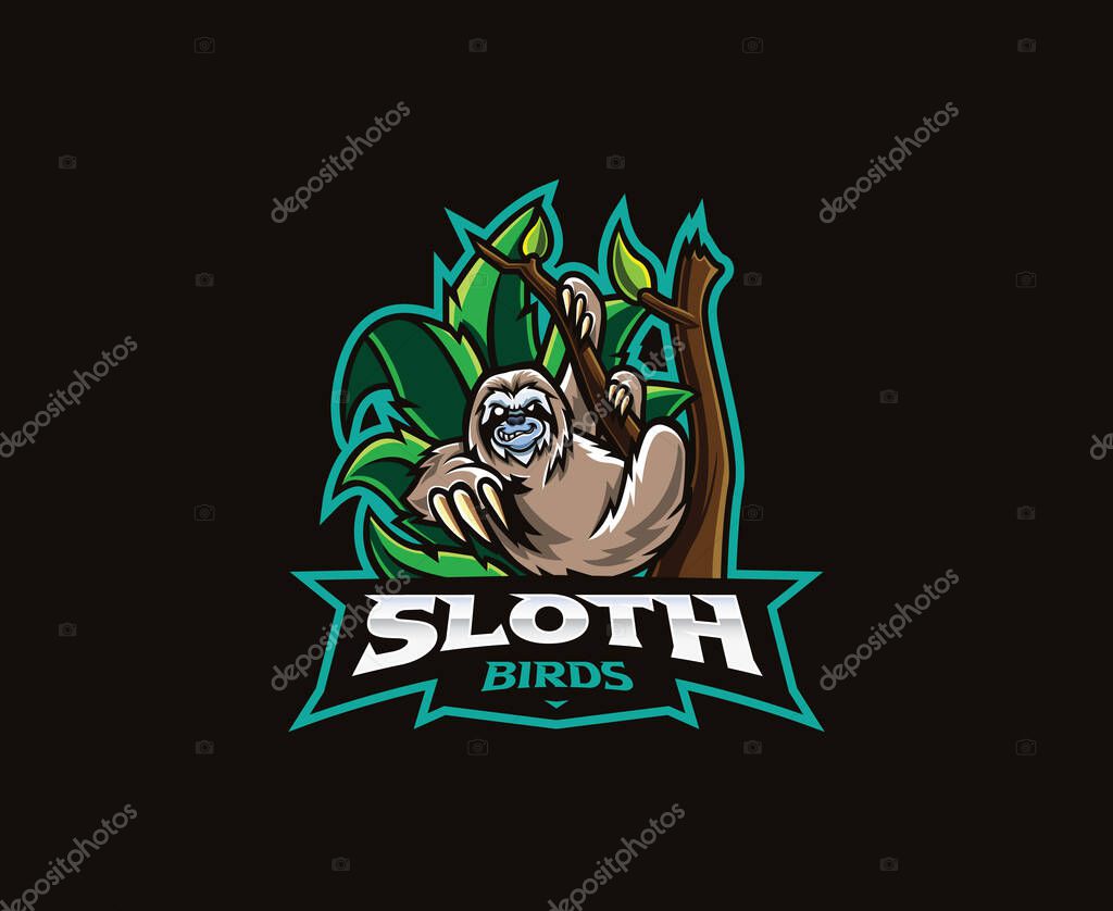 Sloth mascot logo design. Wild sloth vector illustration. Logo illustration for mascot or symbol and identity, emblem sports or e-sports gaming team