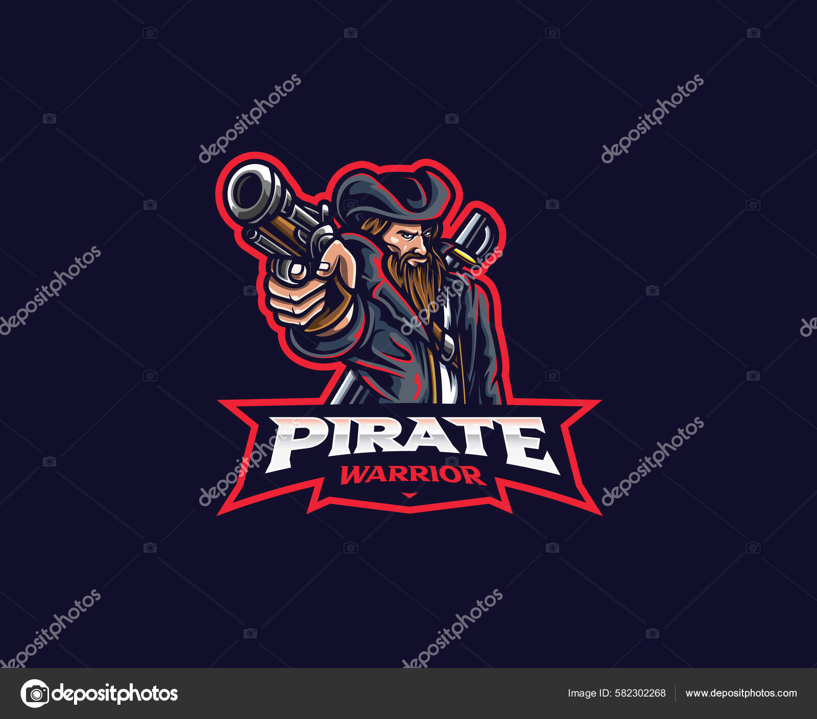 Design do logotipo do mascote pirata esport