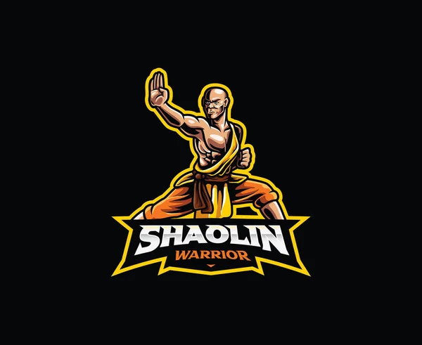 Projeto Logotipo Mascote Shaolin Master Shaolin Ilustração Vetorial Ilustração Logotipo — Vetor de Stock