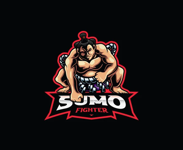 Sumo Mascote Logotipo Design Ilustração Vetor Lutador Sumo Ilustração Logotipo — Vetor de Stock