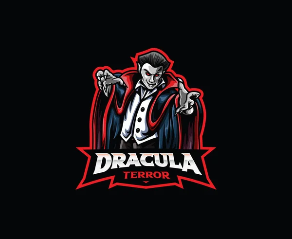 Drakula Maskot Logosu Tasarımı Vampir Vektör Çizimi Maskot Sembol Kimlik — Stok Vektör