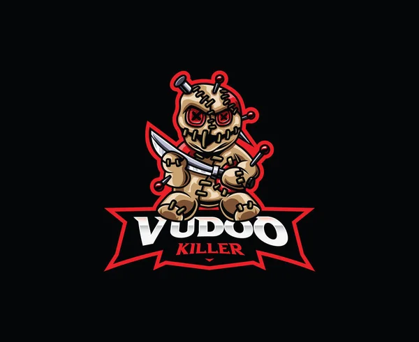 Voodoo Maskot Logosu Tasarımı Voodoo Öldürücü Vektör Çizimi Maskot Sembol — Stok Vektör