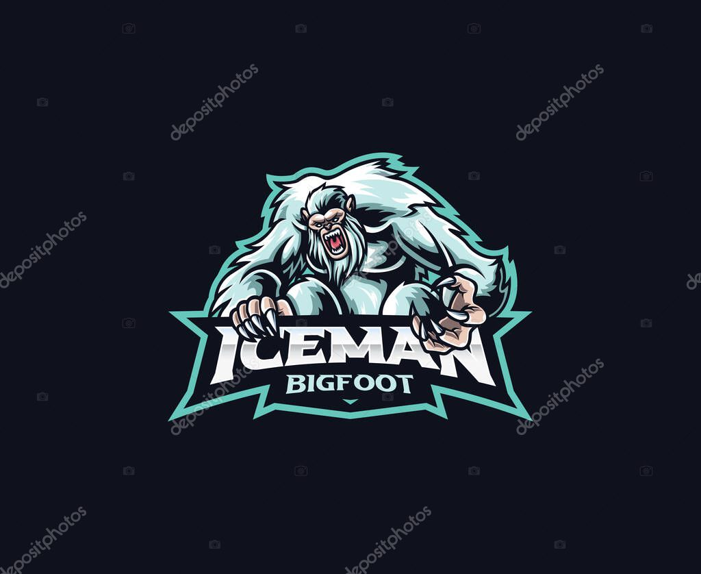 Yeti mascot logo design. Bigfoot vector illustration. Logo illustration for mascot or symbol and identity, emblem sports or e-sports gaming team