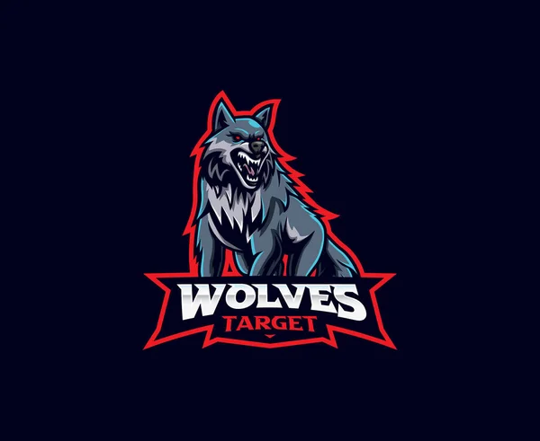 Lupii Mascota Logo Design Angry Wolf Vector Ilustrație Ilustrație Logo — Vector de stoc