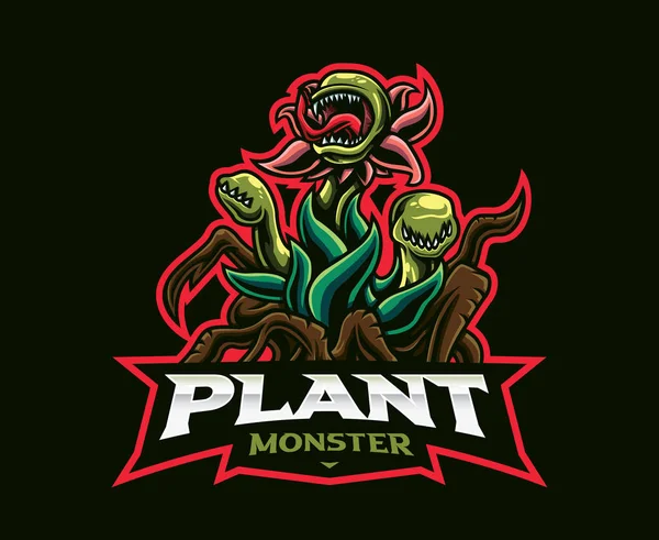 Monster Plant Mascot Logo Design Carnivorous Plant Vector Illustration Logo — Image vectorielle