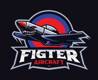 Fighter aircraft mascot logo design. Fighter jet vector illustration. Logo illustration for mascot or symbol and identity, emblem sports or e-sports gaming team