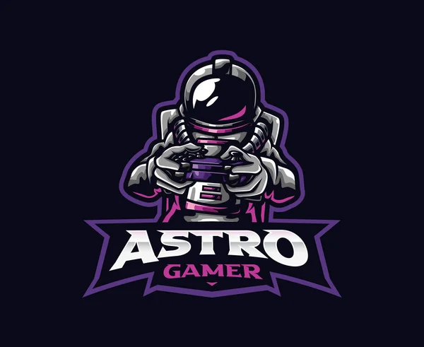 Astronaut Gamer Mascot Logo Design Astronaut Playing Game Vector Illustration — Stock Vector