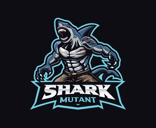 Angry Shark Mascot Logo Design Shark Vector Illustration Logo Illustration — Image vectorielle