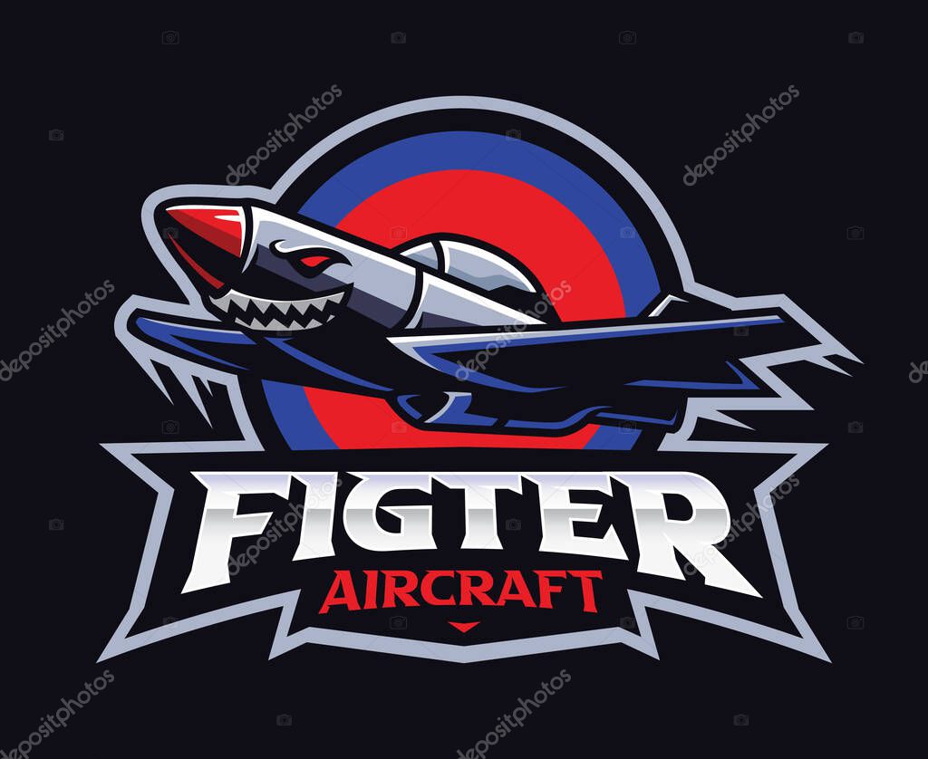 Fighter aircraft mascot logo design. Fighter jet vector illustration. Logo illustration for mascot or symbol and identity, emblem sports or e-sports gaming team
