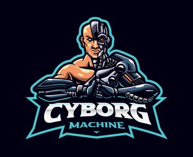 Cyborg mascot logo design. Humanoid cyborg vector illustration. Logo illustration for mascot or symbol and identity, emblem sports or e-sports gaming team