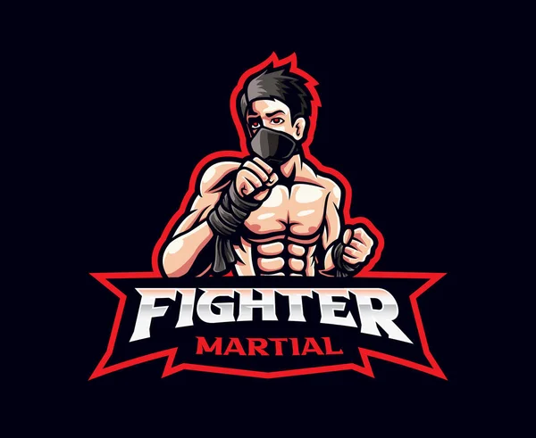 Fighter mascot logo design. Vector illustration mix martial art fighter. Logo illustration for mascot or symbol and identity, emblem sports or e-sports gaming team