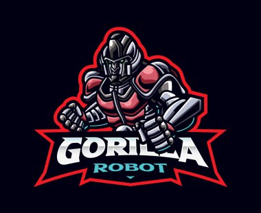 Gorilla robot mascot logo design. Gorilla cyborg vector illustration. Logo illustration for mascot or symbol and identity, emblem sports or e-sports gaming team