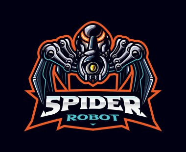 Spider robot mascot logo design. Spider cyborg vector illustration. Logo illustration for mascot or symbol and identity, emblem sports or e-sports gaming team