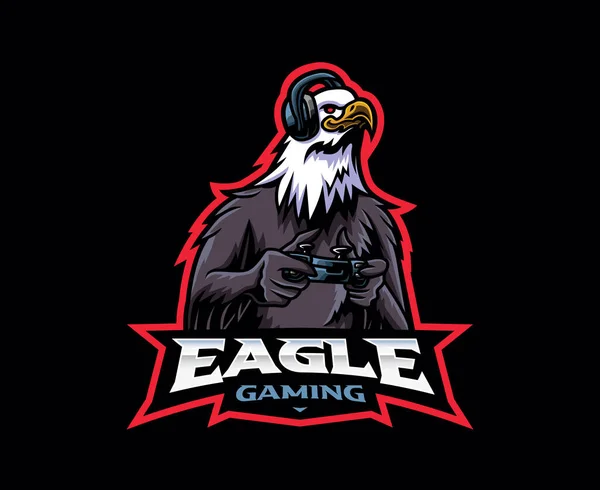 Gamer Mascot Logo Design Eagle Gamer Vector Illustration Logo Illustration — Stok Vektör