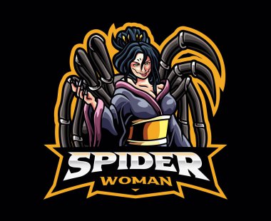 Jorogumo mascot logo design. Spider woman vector illustration. Logo illustration for mascot or symbol and identity, emblem sports or e-sports gaming team