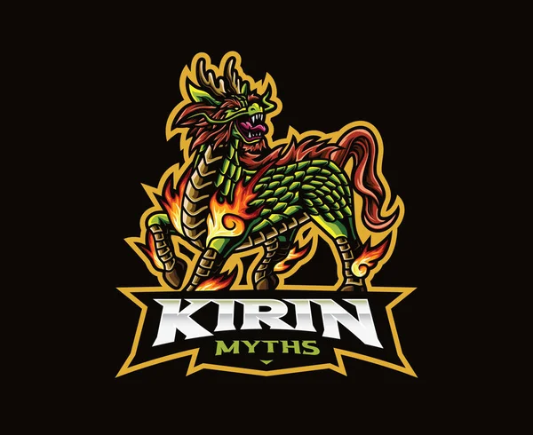 Kirin Mascot Logo Design Kirin Asian Mythological Vector Illustration Logo — Stockvector