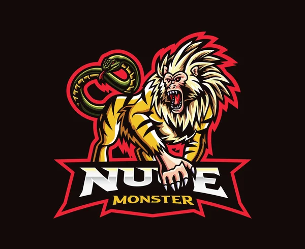 Nue Monster Mascot Logo Design Japanese Chimera Vector Illustration Logo — Stockvector