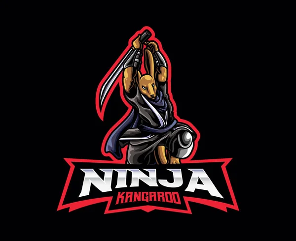 Kangaroo Ninja Mascot Logo Design Kangaroo Shinobi Vector Illustration Logo — Stockvector