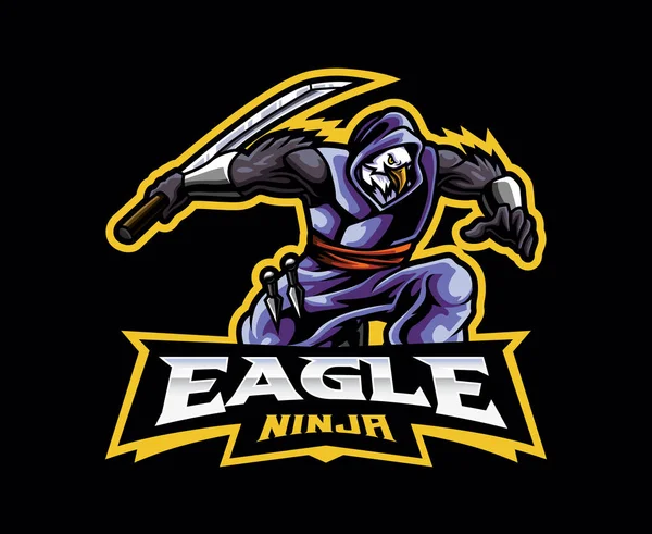 Eagle Ninja Mascot Logo Design Eagle Bird Ninja Vector Illustration — Vettoriale Stock