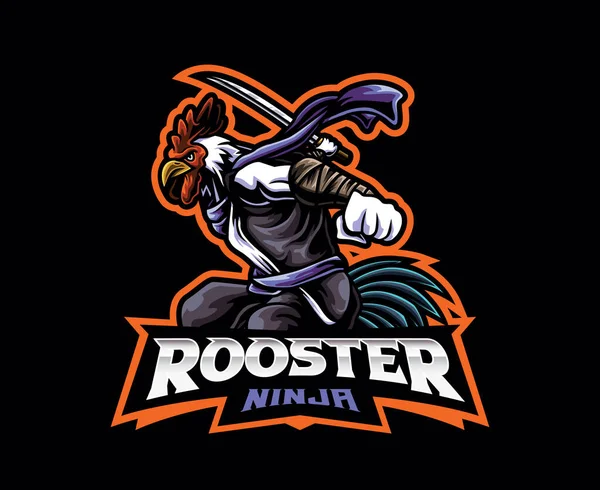 Chicken Ninja Mascot Logo Design Chicken Ninja Vector Illustration Logo — Stockvector