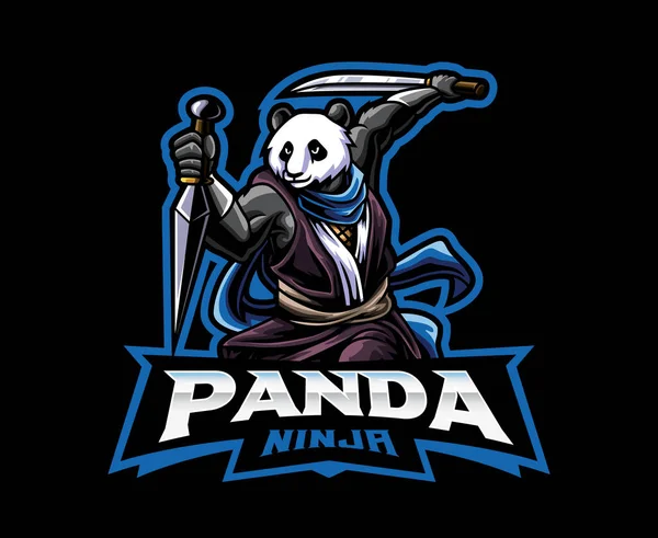 Panda Ninja Mascot Logo Design Panda Bear Shinobi Vector Illustration — Stockvector