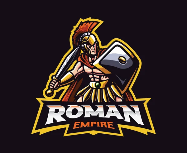 Diseño Del Logotipo Mascota Imperio Romano Ilustración Vectorial Guerreros Romanos — Vector de stock