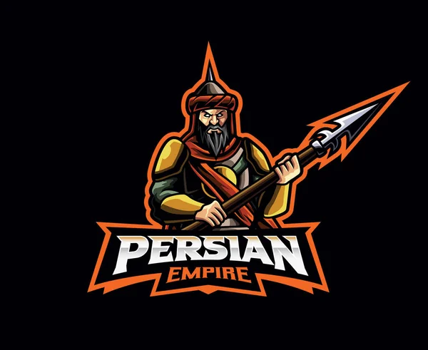 Mascotte Empire Persan Logo Design Illustration Vectorielle Guerrier Persan Illustration — Image vectorielle