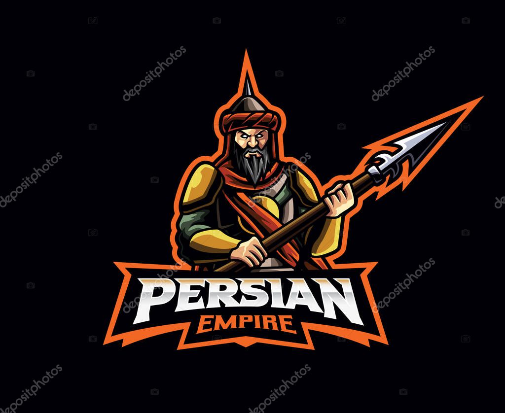 Persian empire mascot logo design. Persian warrior vector illustration. Logo illustration for mascot or symbol and identity, emblem sports or e-sports gaming team