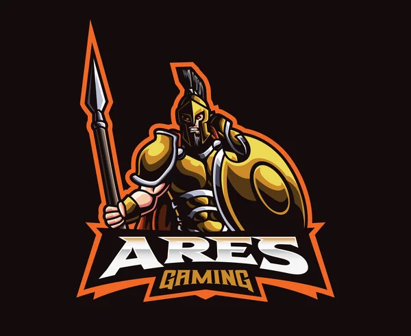 Diseño Del Logo Mascota Ares God Ilustración Vectorial Del Dios — Vector de stock