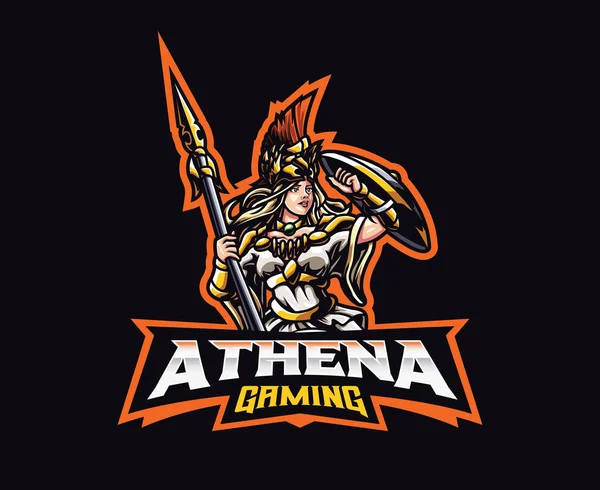 Athena Diseño Del Logotipo Mascota Diosa Ilustración Vectorial Reina Guerra — Vector de stock